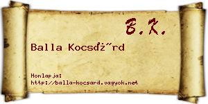 Balla Kocsárd névjegykártya